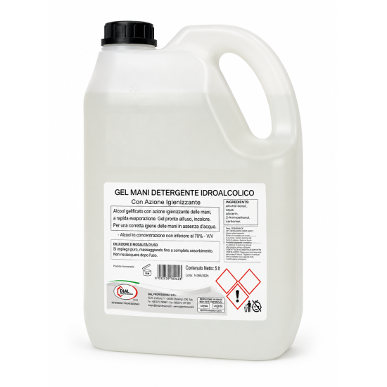 GEL IDROALCOLICO IN BOTTIGLIA DA 5 LT.