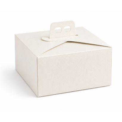 SCATOLA TORTA QUADRATA 27X27 PELLE BIANC