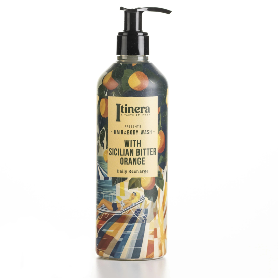 FLACONE SHAMPOO DOCCIA ITINERA CON ARANCIA AMARA DI SICILIA In Flacone Non Ricaricabile (370 ml)