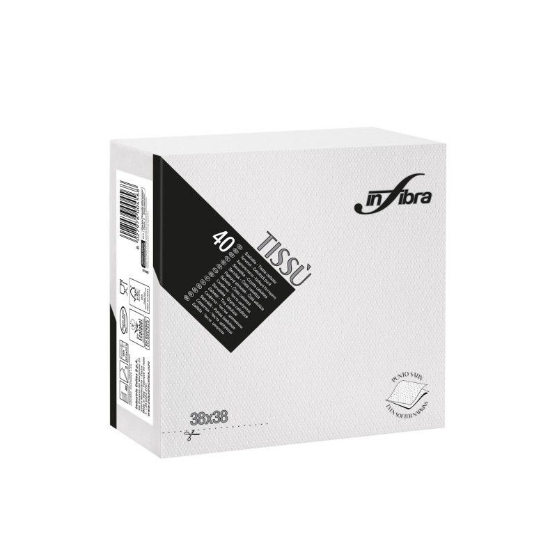 TOVAGLIOLO 38X38 TISSU' BIANCO CF.40PZ